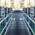 Part of power plant control panel with switches and lamps