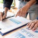 Business People Meeting to analyse and discuss and brainstorming the financial report chart data in office, Financial advisor teamwork and accounting concept